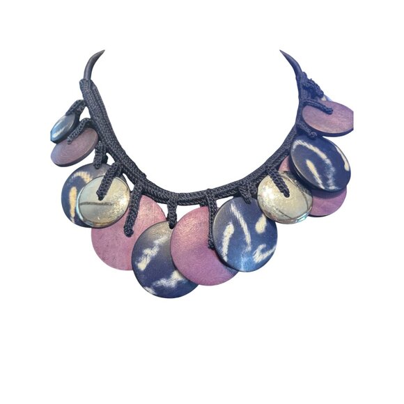 Chicos Statement Necklace With Black Cord & Multicolor Disc Beads - Picture 2 of 7